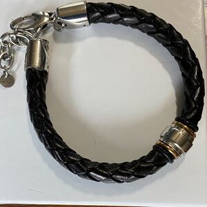 5 for $15 Braided French Black Bracelet with Silver and Gold Accents